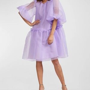 Cynthia Rowley Tallulah Puff-Sleeve Organza Dress NWT